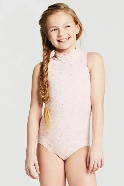 Eyelet High Neck Zip Back Leotard